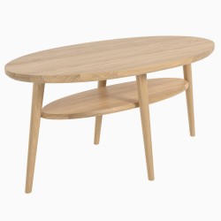 POPIÓŁ stolik owalny P4 z półką dąb 120 cm